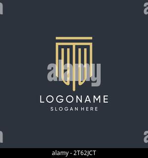 Monogramma UU con grafica vettoriale dal design moderno e di lusso a forma di scudo Illustrazione Vettoriale