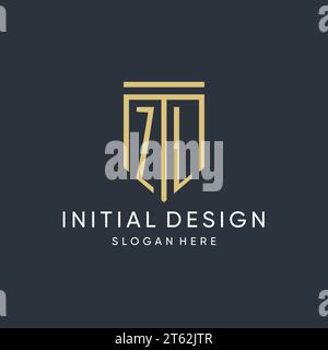Monogramma ZL con grafica vettoriale dal design moderno ed elegante della forma dello scudo Illustrazione Vettoriale