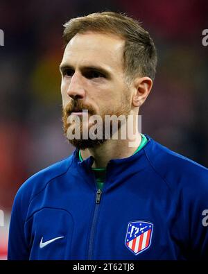 Madrid, Spagna. 9 novembre 2023. Jan Oblak dell'Atletico de Madrid durante la partita di UEFA Champions League, gruppo e, tra l'Atletico de Madrid e il Celtic FC ha giocato al Civitas Mertropolitano Stadium il 7 novembre 2023 a Madrid, in Spagna. (Foto di Alex Carreras/Imago) credito: PRESSINPHOTO SPORTS AGENCY/Alamy Live News Foto Stock