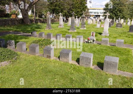 Tombe titaniche nel cimitero cattolico romano di Mount Olivet, Halifax, nuova Scozia, Canada, dove sono stati sepolti 19 corpi dell'affondamento del Titanic, Foto Stock