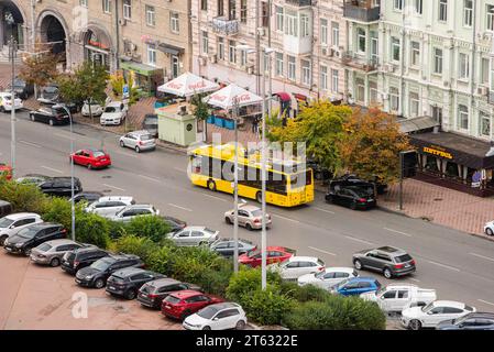 La città di Kiev durante l'allarme aereo, la guerra Foto Stock