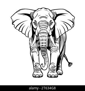 disegno del contorno di un elefante in formato vettoriale Illustrazione Vettoriale