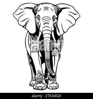 disegno del contorno di un elefante in formato vettoriale Illustrazione Vettoriale