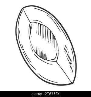 Mezzo avocado isolato su sfondo bianco. Illustrazione vettoriale disegnata a mano in stile doodle. Perfetto per carte, logo, decorazioni, ricette Illustrazione Vettoriale