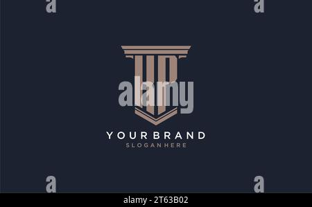 Logo iniziale KP con stile a colonna, ispirazione per il design del logo di uno studio legale di lusso Illustrazione Vettoriale