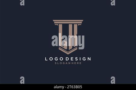 Logo iniziale LX con stile a colonna, ispirazione per il design del logo di uno studio legale di lusso Illustrazione Vettoriale