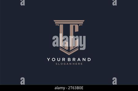 Logo iniziale LC con stile a colonna, ispirazione per il design del logo di uno studio legale di lusso Illustrazione Vettoriale