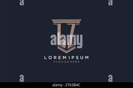 Logo iniziale LZ con stile a colonna, ispirazione per il design del logo di uno studio legale di lusso Illustrazione Vettoriale