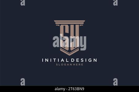 Logo iniziale SY con stile a colonna, ispirazione per il design del logo di uno studio legale di lusso Illustrazione Vettoriale