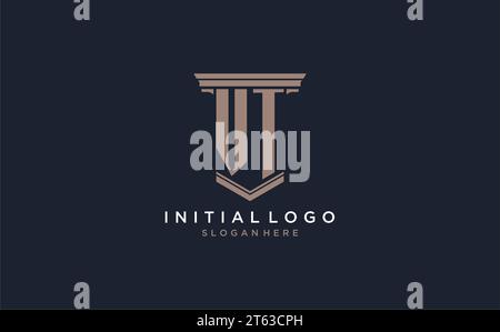 Logo iniziale VT con stile a colonna, ispirazione per il design del logo di uno studio legale di lusso Illustrazione Vettoriale