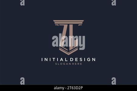 Logo iniziale ZL con stile a colonna, ispirazione per il design del logo di uno studio legale di lusso Illustrazione Vettoriale