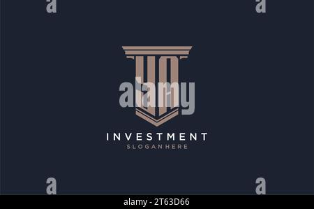 Logo iniziale YA con stile a colonna, ispirazione per il design del logo di uno studio legale di lusso Illustrazione Vettoriale