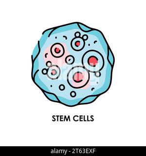 Icona della linea di colore della cellula biologica. Microrganismi microbi, batteri. Elemento isolato vettore. Tratto modificabile. Illustrazione Vettoriale