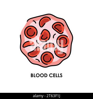 Icona della linea di colore delle cellule ematiche. Microrganismi microbi, batteri. Elemento isolato vettore. Tratto modificabile. Illustrazione Vettoriale