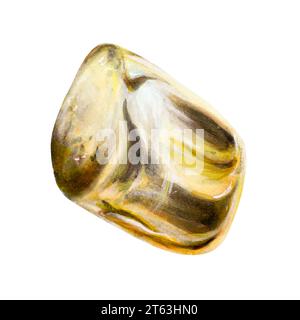 Acquerello pietra disegnata a mano per il plesso solare chakra occhio di tigre e citrino. Illustrazione curativa naturale con talismano e cristallo isolato su bianco Foto Stock