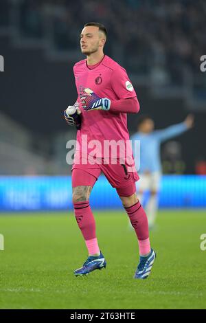 Roma, Italia, 7 novembre 2023 Justin Bijlow del Feyenoord alla partita di calcio Lazio vs Feyenoord UEFA Champions League Credit:Roberto Ramaccia/Alamy Live News Foto Stock