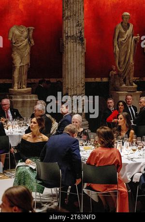 Kopenhagen 07-11-2023 la Principessa della Corona Maria, la Regina Margrethe e la Regina Letizia al ritorno del re spagnolo Felipe e della Regina Letizia alla Regina Margrethe nel secondo giorno della visita di stato di 3 giorni in Danimarca foto: Albert Nieboer Foto Stock