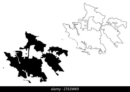 Richmond City, California (città degli Stati Uniti, Stati Uniti d'America, Stati uniti, città degli stati uniti) cartina illustrazione vettoriale, schizzo di scribble Mappa della città di Richmond Illustrazione Vettoriale