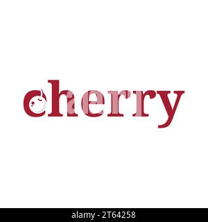 Logo tipografico Cherry design vettoriale. Lettere a mano Cherry. Illustrazione vettoriale per il progetto. Illustrazione Vettoriale