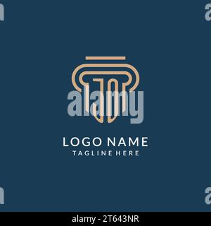 Stile iniziale del logo JO Pillar, design moderno del logo dello studio legale di lusso grafica vettoriale Illustrazione Vettoriale