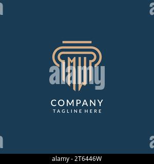 Logo a colonna MW iniziale, design moderno del logo dello studio legale di lusso grafica vettoriale Illustrazione Vettoriale