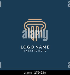 Stile iniziale del logo QP Pillar, design moderno del logo di uno studio legale di lusso grafica vettoriale Illustrazione Vettoriale