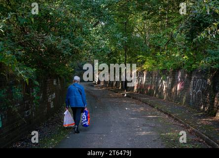 Donna su Colliery Rd, Sheffield Foto Stock