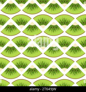 Motivo senza cuciture con kiwi verde tagliato. Sfondo vettoriale colorato. Illustrazione Vettoriale