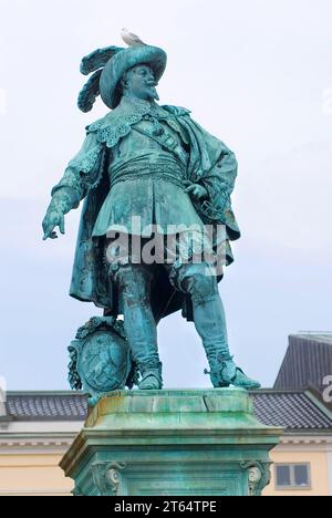 Statua, monumento a Gustavo Adolfo II sulla piazza principale di Goteborg, Svezia Foto Stock