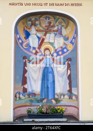 Santuario a lato della strada, immagine della Vergine Maria, Zelting vicino a Bad Radkersburg, Stiria, Austria Foto Stock