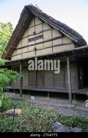 Casa di Minka, casa tradizionale giapponese, Giardini Botanici reali (Kew Gardens), sito patrimonio dell'umanità dell'UNESCO, Kew, Greater London, Inghilterra, Regno Unito Foto Stock