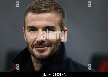 Milano, Italia. 7 novembre 2023. DAVID BECKHAM partecipa alla fase a gironi di UEFA Champions League tra AC Milan e Paris Saint Germain martedì 7 novembre 2023 allo Stadio San Siro, Italia crediti: Mickael Chavet/Alamy Live News Foto Stock