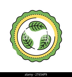 Icona della linea di colore del logo biodegradabile. Compostaggio. Elemento isolato vettore. Tratto modificabile. Illustrazione Vettoriale