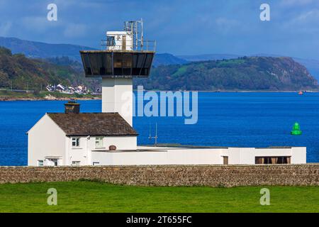 Ferris Point Lighthouse, Island Magee, County Antrim, Irlanda del Nord, Regno Unito Foto Stock