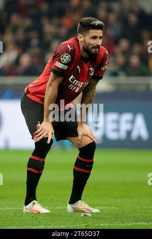 Milano, Italie. 7 novembre 2023. Olivier Giroud del Milan durante la UEFA Champions League, gruppo F partita di calcio tra AC Milan e Paris Saint-Germain il 7 novembre 2023 allo Stadio San Siro di Milano, Italia - foto Jean Catuffe/DPPI Credit: DPPI Media/Alamy Live News Foto Stock