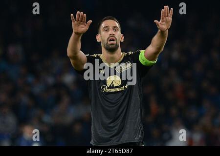 Napoli, Italia. 8 novembre 2023. Paul Jaeckel della FC Union Berlino gesticola durante la UEFA Champions League tra SSC Napoli e FC Union Berlin allo stadio Diego Armando Maradona credito: Agenzia fotografica indipendente/Alamy Live News Foto Stock