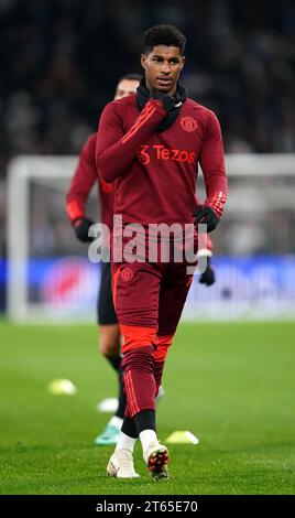 Marcus Rashford del Manchester United prima della partita del gruppo A di UEFA Champions League al Parken Stadium di Copenaghen. Data foto: Mercoledì 8 novembre 2023. Foto Stock