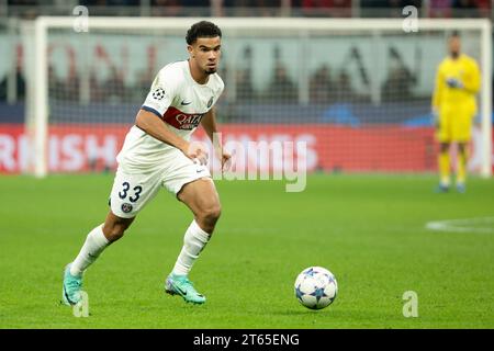 Milano, Italie. 7 novembre 2023. Warren Zaire-Emery del PSG durante la partita di UEFA Champions League, gruppo F tra AC Milan e Paris Saint-Germain il 7 novembre 2023 allo Stadio San Siro di Milano, Italia - foto Jean Catuffe/DPPI Credit: DPPI Media/Alamy Live News Foto Stock