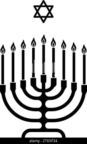 Simbolo dell'icona di Menorah. Candelabro Hanukkah con candele. Illustrazione vettoriale Illustrazione Vettoriale