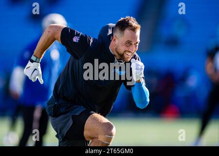 Charlotte, NC, USA. 5 novembre 2023. Il wide receiver dei Carolina Panthers Adam Thielen (19) si scalda prima della partita della NFL contro gli Indianapolis Colts a Charlotte, NC. (Scott Kinser/Cal Sport Media). Credito: csm/Alamy Live News Foto Stock