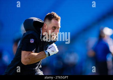 Charlotte, NC, USA. 5 novembre 2023. Il wide receiver dei Carolina Panthers Adam Thielen (19) si scalda prima della partita della NFL contro gli Indianapolis Colts a Charlotte, NC. (Scott Kinser/Cal Sport Media). Credito: csm/Alamy Live News Foto Stock