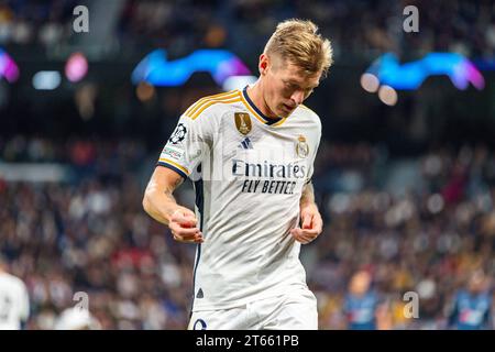 Madrid, Spagna. 8 novembre 2023. Toni Kroos (Real Madrid) durante la partita di UEFA Champions League tra Real Madrid e Braga ha giocato allo stadio Bernabeu l'8 novembre 2023 a Madrid, Spagna credito: Agenzia fotografica indipendente/Alamy Live News Foto Stock