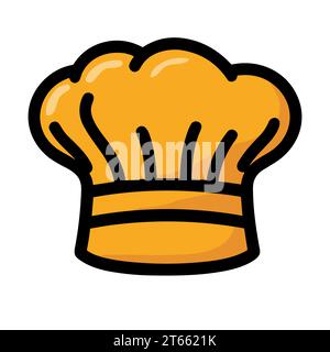 Icona cappello da chef. Cappello da cuoco da disegno in design piatto. Icona lineare isolata del berretto dello chef. Illustrazione vettoriale. Illustrazione Vettoriale
