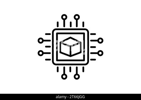 icona visione artificiale. icona relativa al dispositivo, all'intelligenza artificiale. stile icona linea. semplice progettazione vettoriale modificabile Illustrazione Vettoriale