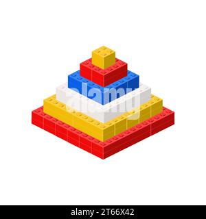 Piramide a gradini colorata fatta di mattoni. Vettore Illustrazione Vettoriale