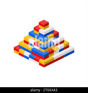 Piramide a gradini colorata in blocchi di plastica. Vettore Illustrazione Vettoriale