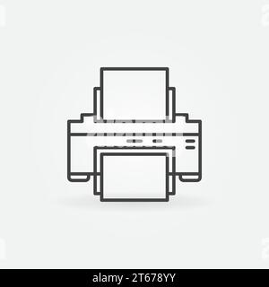 Icona della linea della stampante. Simbolo o elemento logo della stampante per la stampa a linee sottili vettoriali Illustrazione Vettoriale
