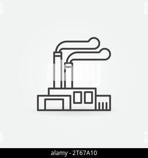 Icona fabbrica e impianto - segno vettoriale a linee sottili o elemento logo Illustrazione Vettoriale