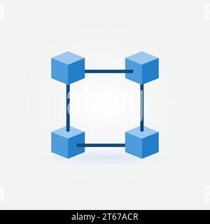 Icona blu vettoriale blockchain piatta o elemento logo Illustrazione Vettoriale