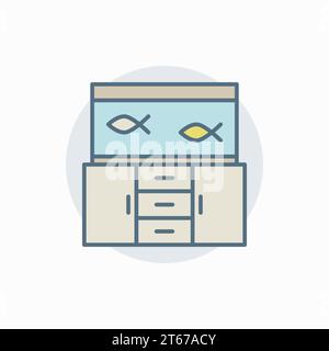Icona colorata dell'acquario sul tavolo. Segno creativo Vector fishtank o elemento di design Illustrazione Vettoriale
